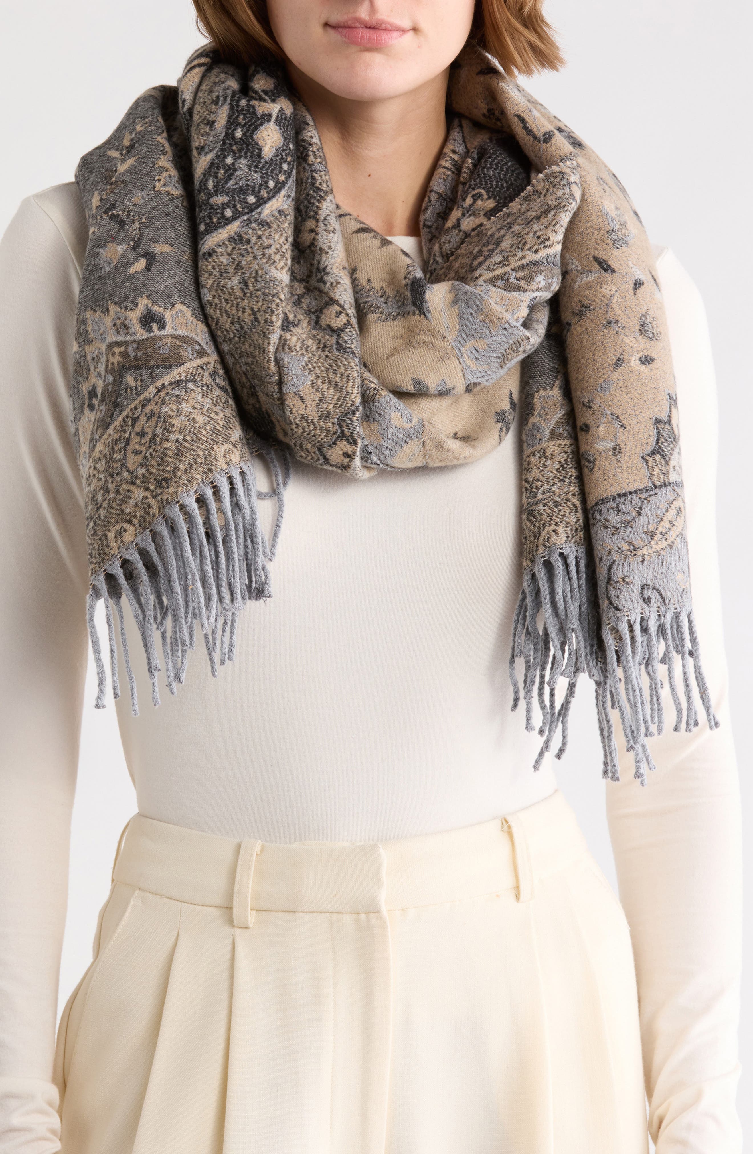 Vince Camuto Ornate Paisley Jacquard Scarf