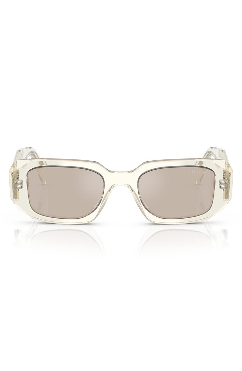Prada 51mm Mirrored Rectangular Sunglasses, Main, color, Champagne