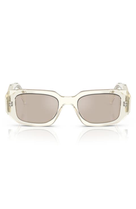 51mm Mirrored Rectangular Sunglasses