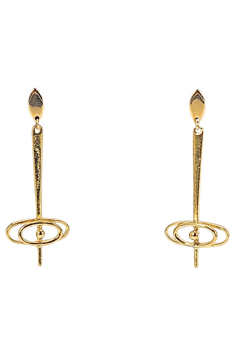 Vintage 1970 Dangle Earrings Oval, Main, color, Gold