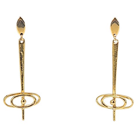 Vintage 1970 Dangle Earrings Oval