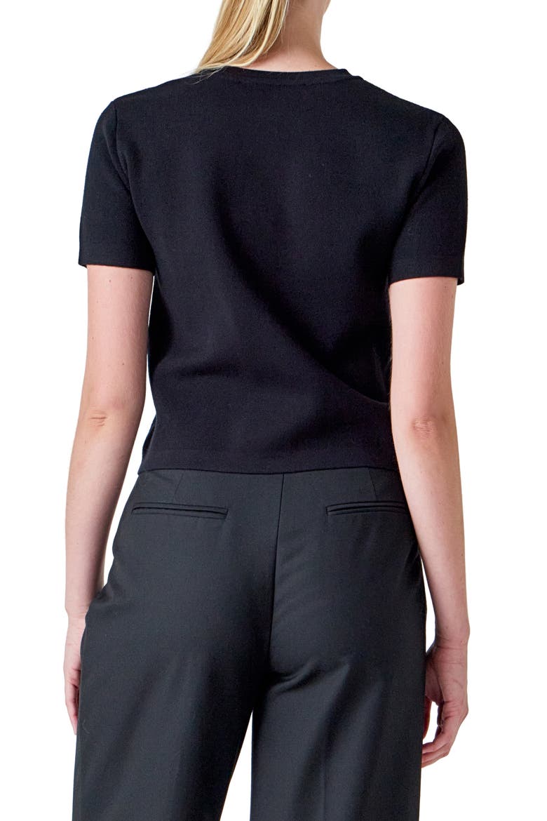 Short Sleeve Cardigan, Alternate, color, BLACK