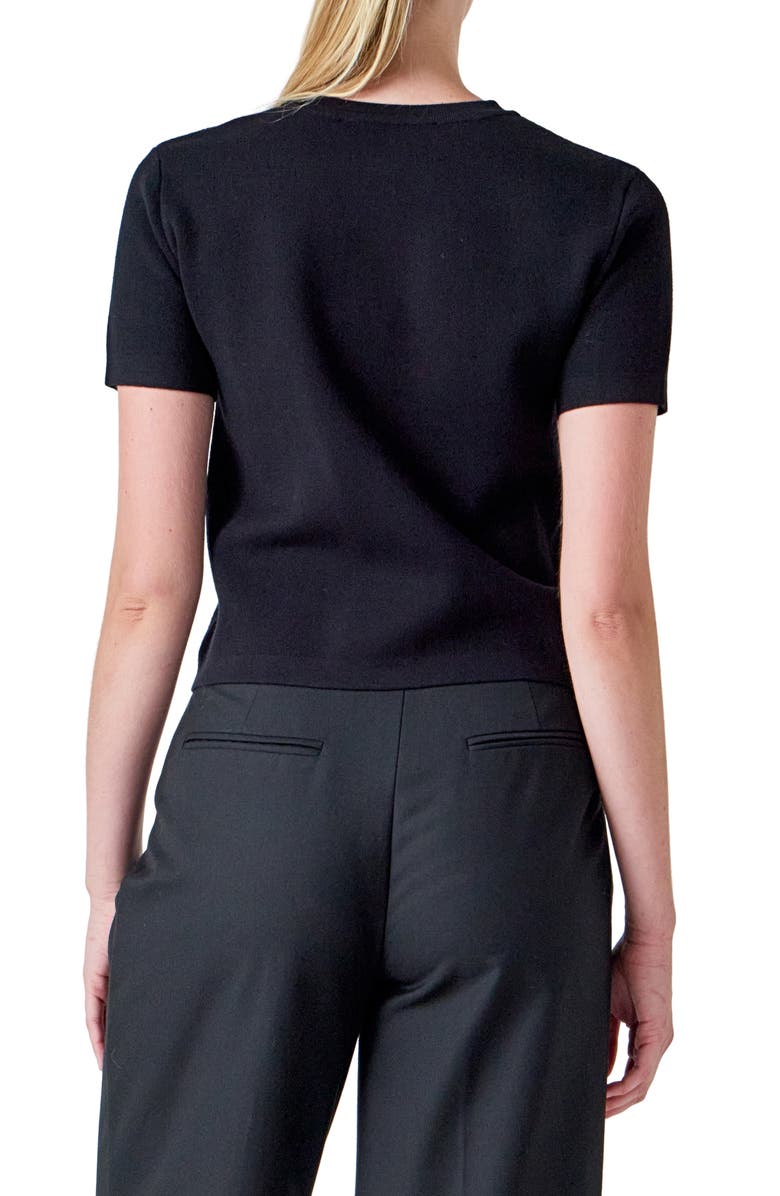 Endless Rose Short Sleeve Cardigan, Alternate, color, Black