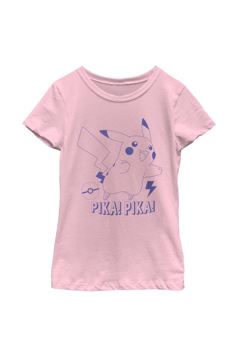 Girl's Pokemon Pikachu Pika Pika Catchphrase  Graphic T-Shirt, Main, color, Light Pink