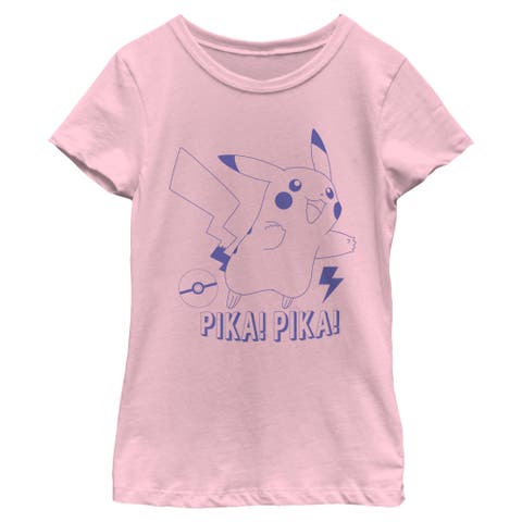 Girl's Pokemon Pikachu Pika Pika Catchphrase  Graphic T-Shirt