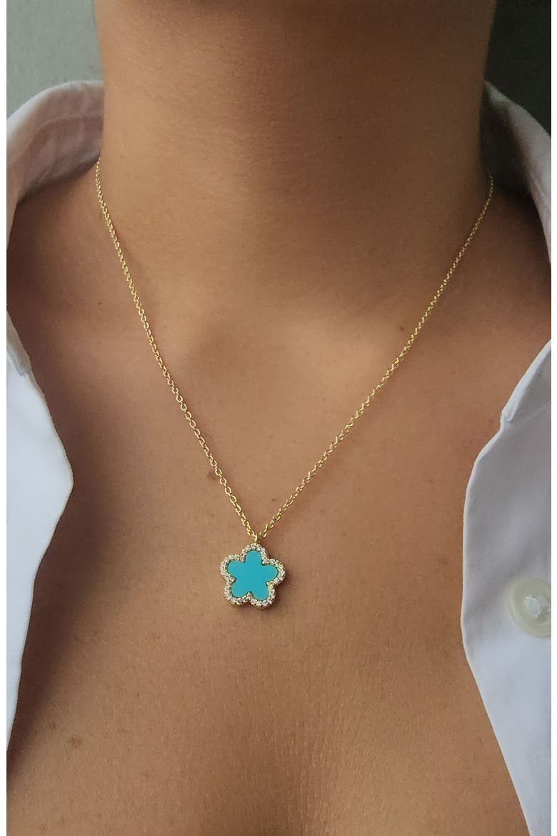 Flower Pendant Necklace, Alternate, color, BLUE