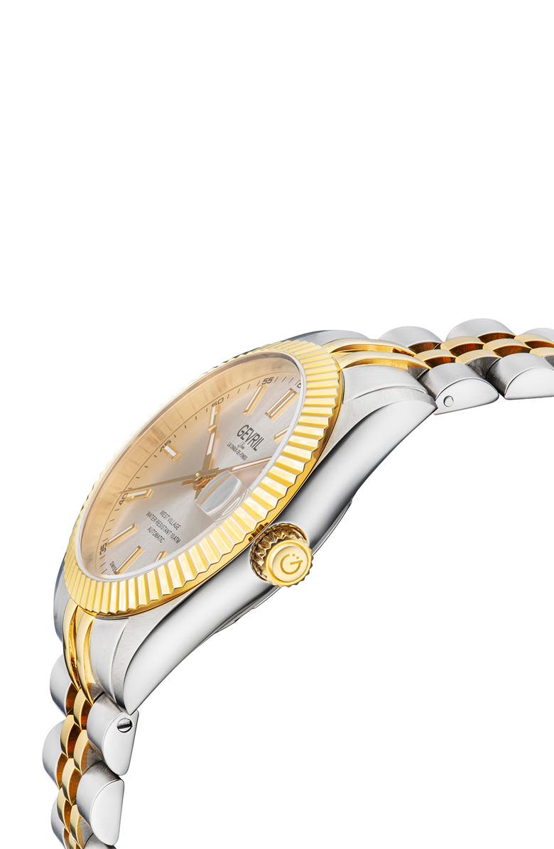 GEVRIL Men's West Village Automatic Stainless Steel Bracelet Watch, 40mm, Alternate, color, Two Toned Ss Ipyg