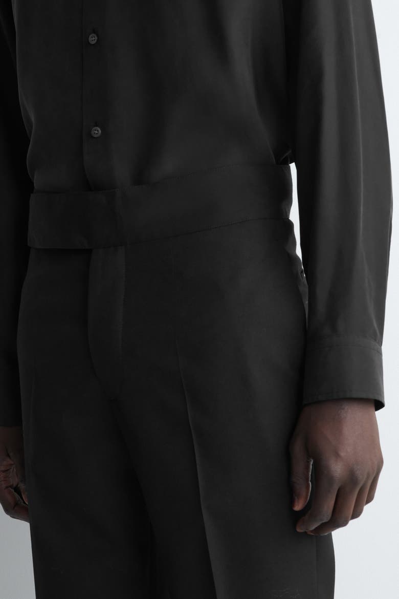 Cummerbund-Waist Wool Tapered Pants, Alternate, color, BLACK