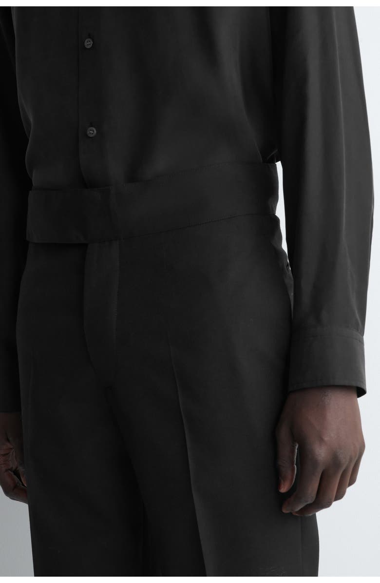 COS Cummerbund-Waist Wool Tapered Pants, Alternate, color, Black