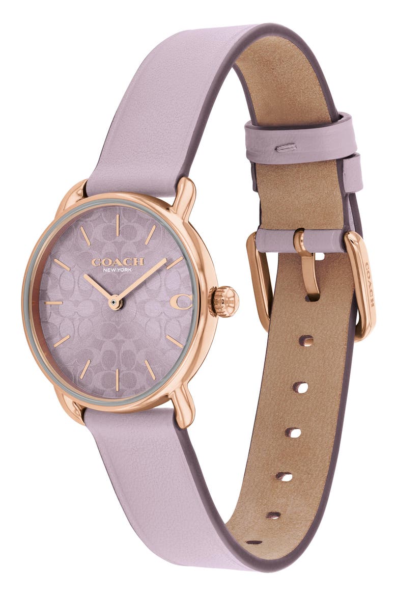 Elliot Purple Leather Strap Watch, 28mm, Main, color, PURPLE