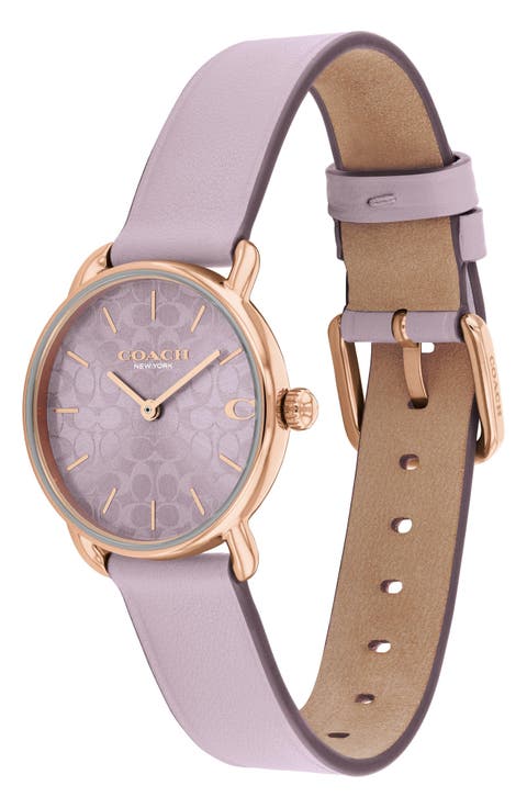 Elliot Purple Leather Strap Watch, 28mm