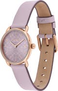 COACH Elliot Purple Leather Strap Watch, 28mm