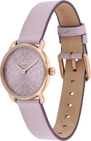 COACH Elliot Purple Leather Strap Watch, 28mm