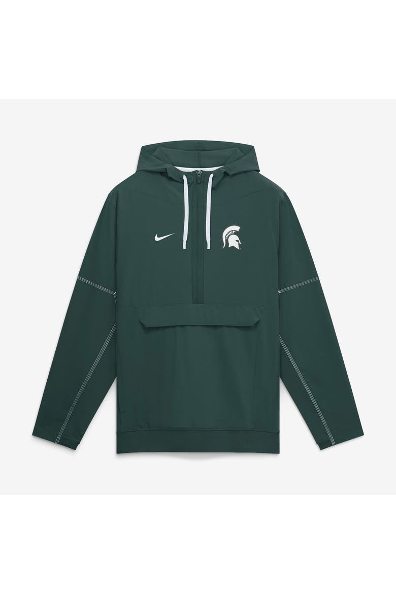 Men's Nike Green Michigan State Spartans 2026 Sideline Anorak Half-Zip Hooded Jacket, Main, color, Green