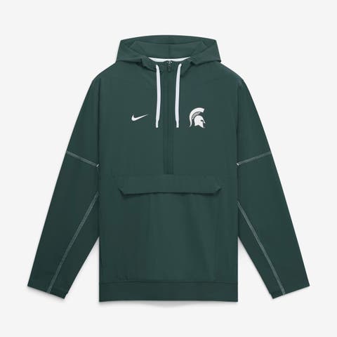 Men's Nike Green Michigan State Spartans 2026 Sideline Anorak Half-Zip Hooded Jacket