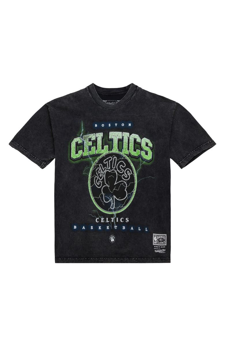 Mitchell & Ness Unisex Mitchell & Ness Black Boston Celtics Hardwood Classics Vintage Voltage Premium Heavyweight T-Shirt, Alternate, color, Black