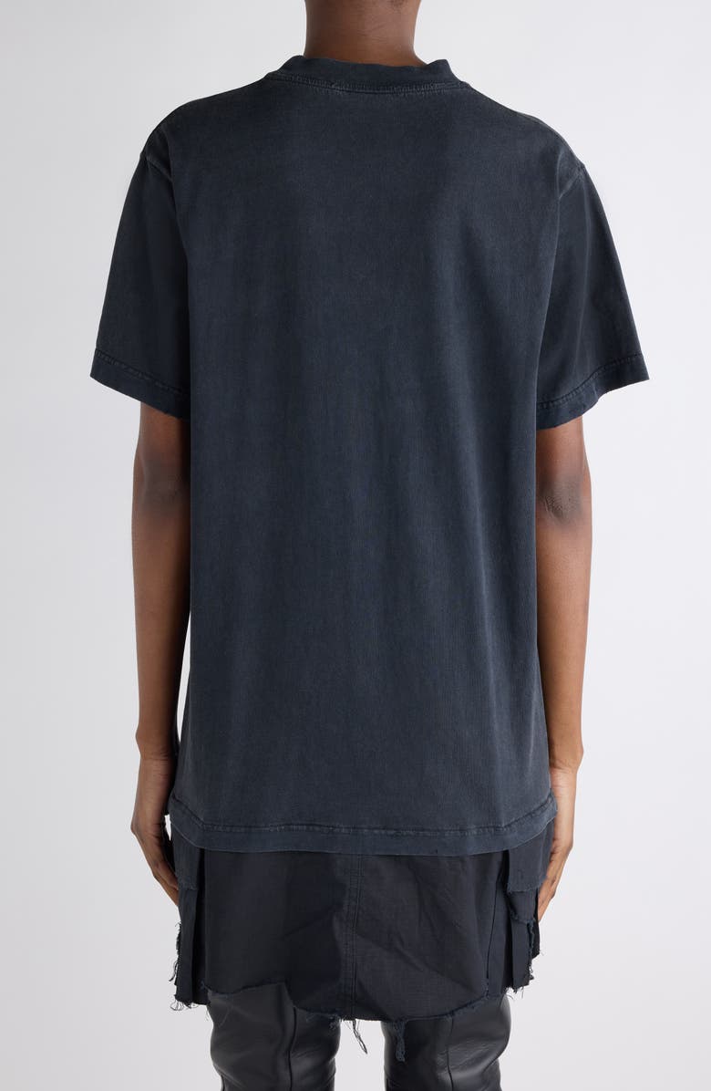 Balenciaga Luxury Embroidered Hybrid T-Shirt Dress, Alternate, color, 1000 Black