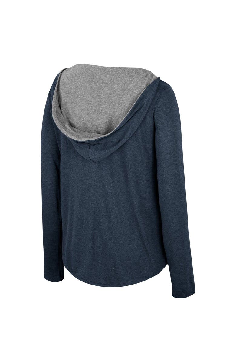 COLOSSEUM Women's Colosseum Navy West Virginia Mountaineers Distressed Heather Long Sleeve Hoodie T-Shirt, Alternate, color,