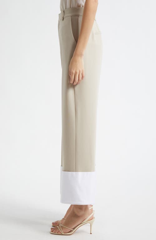 Cinq À Sept Mesa Wide Cuff Pants In Khaki/white