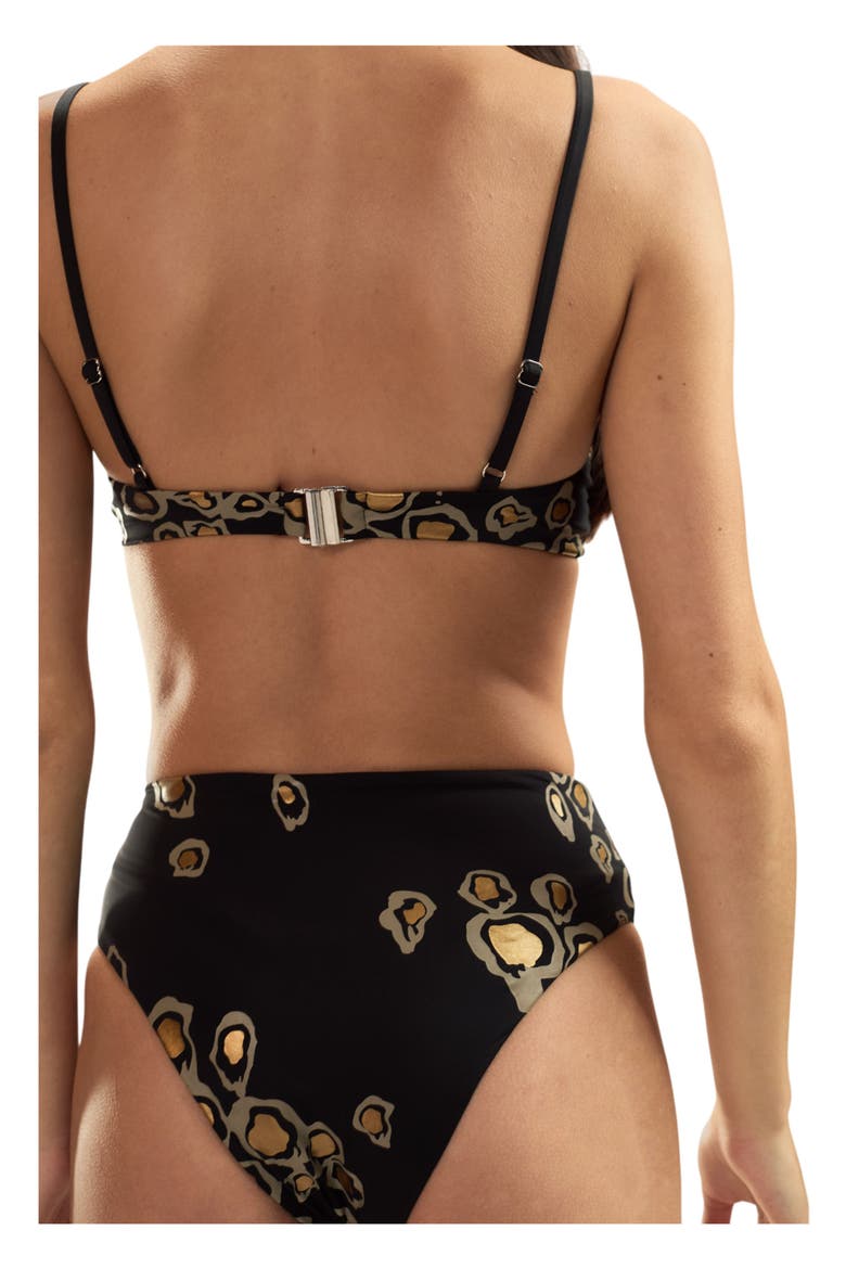 Amalfi High Waisted Bikini Bottom, Alternate, color, Black Gold
