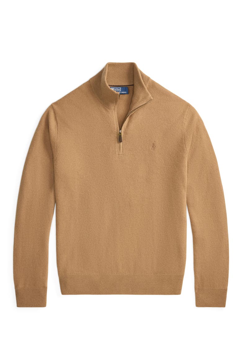 Wool Quarter Zip Sweater, Alternate, color, TAN HTHR