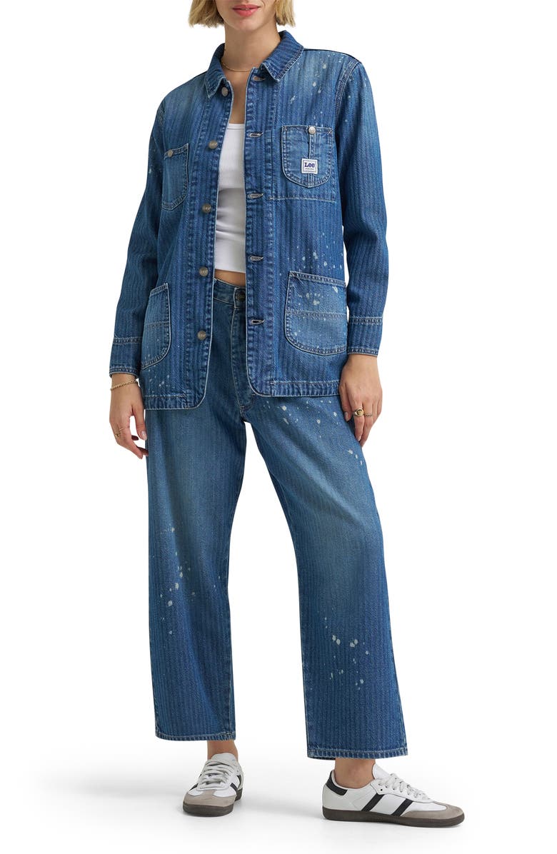 Lee Bleach Splatter Herringbone Denim Chore Jacket, Alternate, color, 