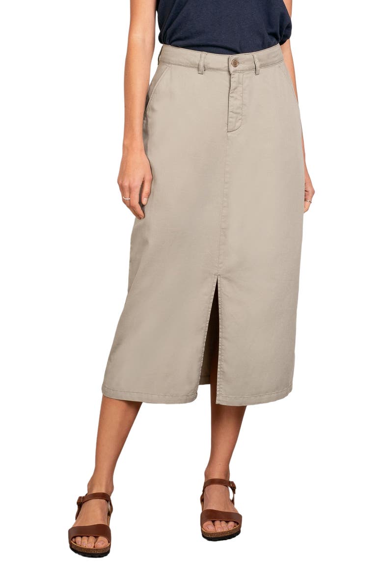 Celtic & Co. Twill Midi Skirt, Main, color, Stone