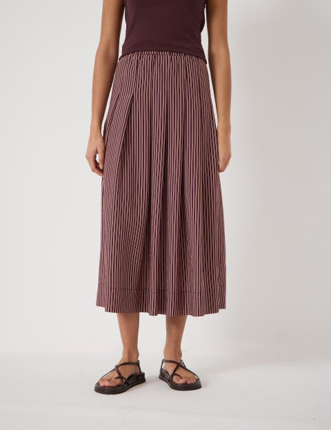 Ivy Pleated Stripe Midi Skirt