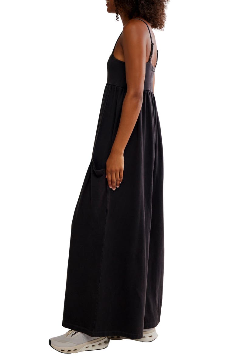 Free People FP Movement Hot Shot Strappy Stretch Cotton Jumpsuit, Alternate, color, Black