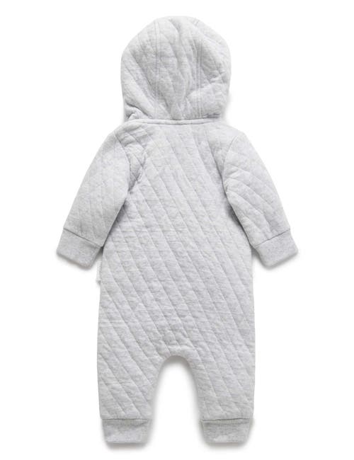 Purebaby Quilted Hooded Coverall Onsie In Gray