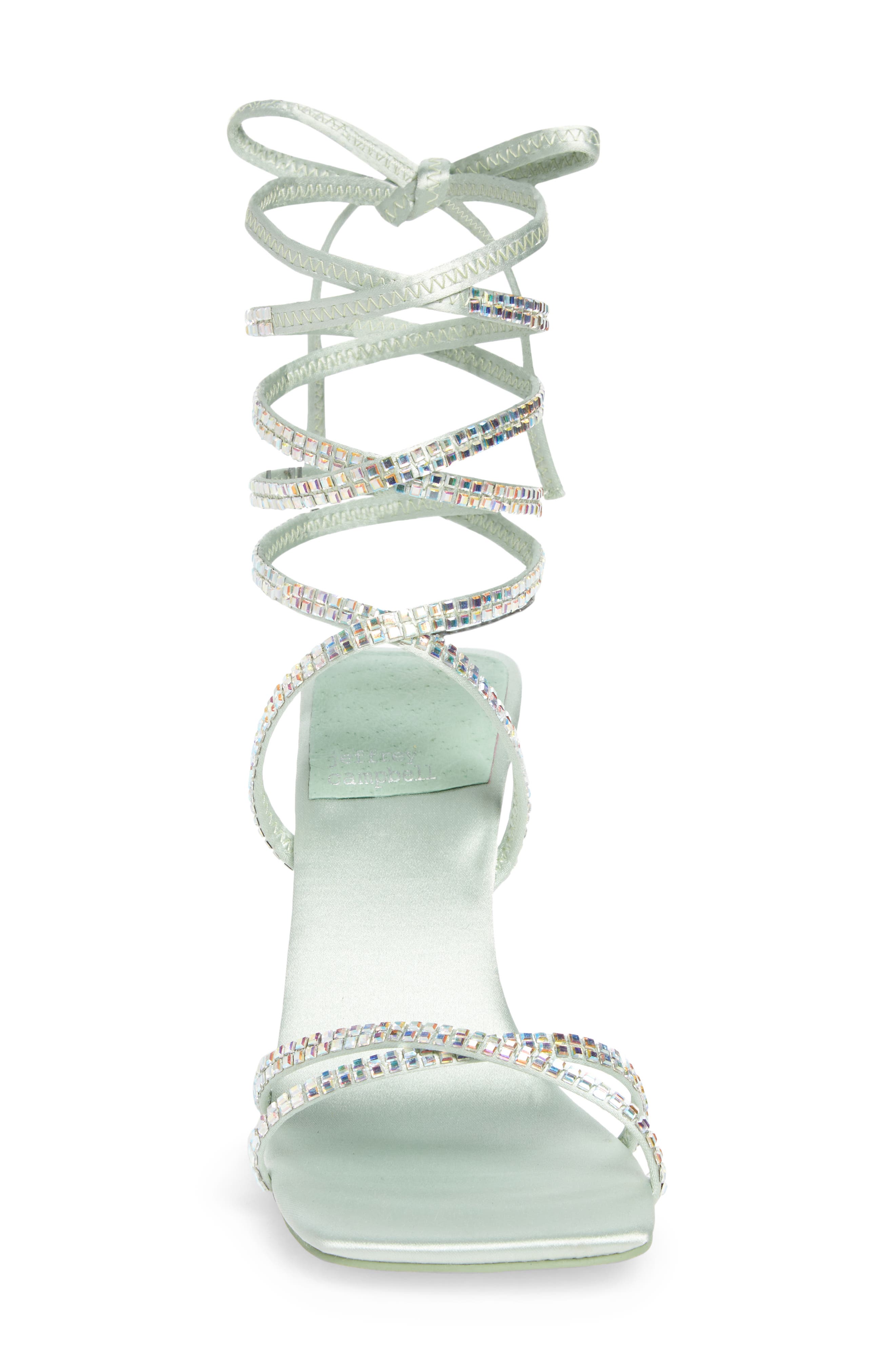 Jeffery Campbell Shimmer Strappy Ankle Tie Sandal, Alternate, color, MINT SATIN MINT