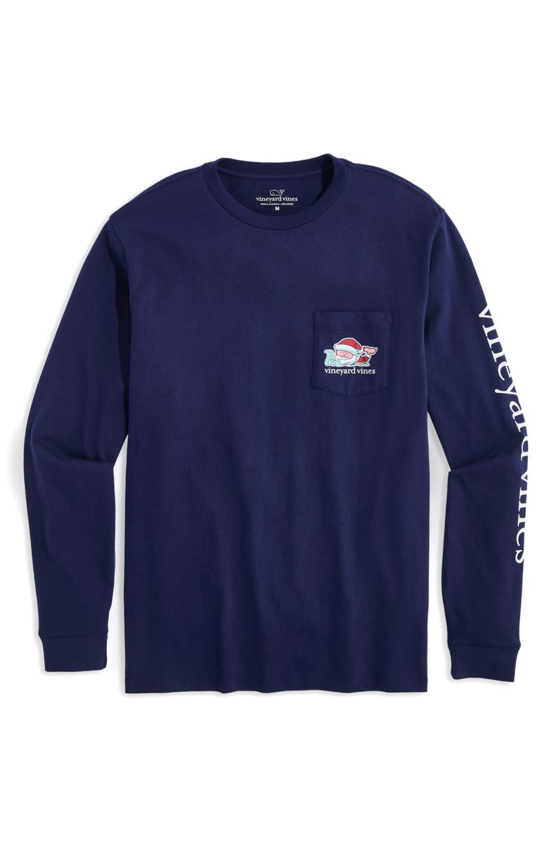 vineyard vines Santa's List Whale Long Sleeve Pocket Graphic T-Shirt, Alternate, color, 