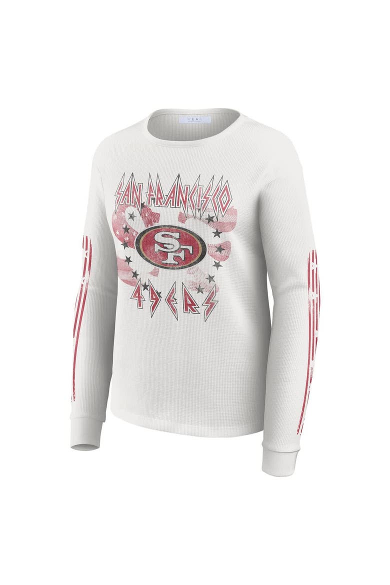 Women's WEAR by Erin Andrews  White San Francisco 49ers Graphic Waffle Long-Sleeve T-Shirt, Alternate, color, White