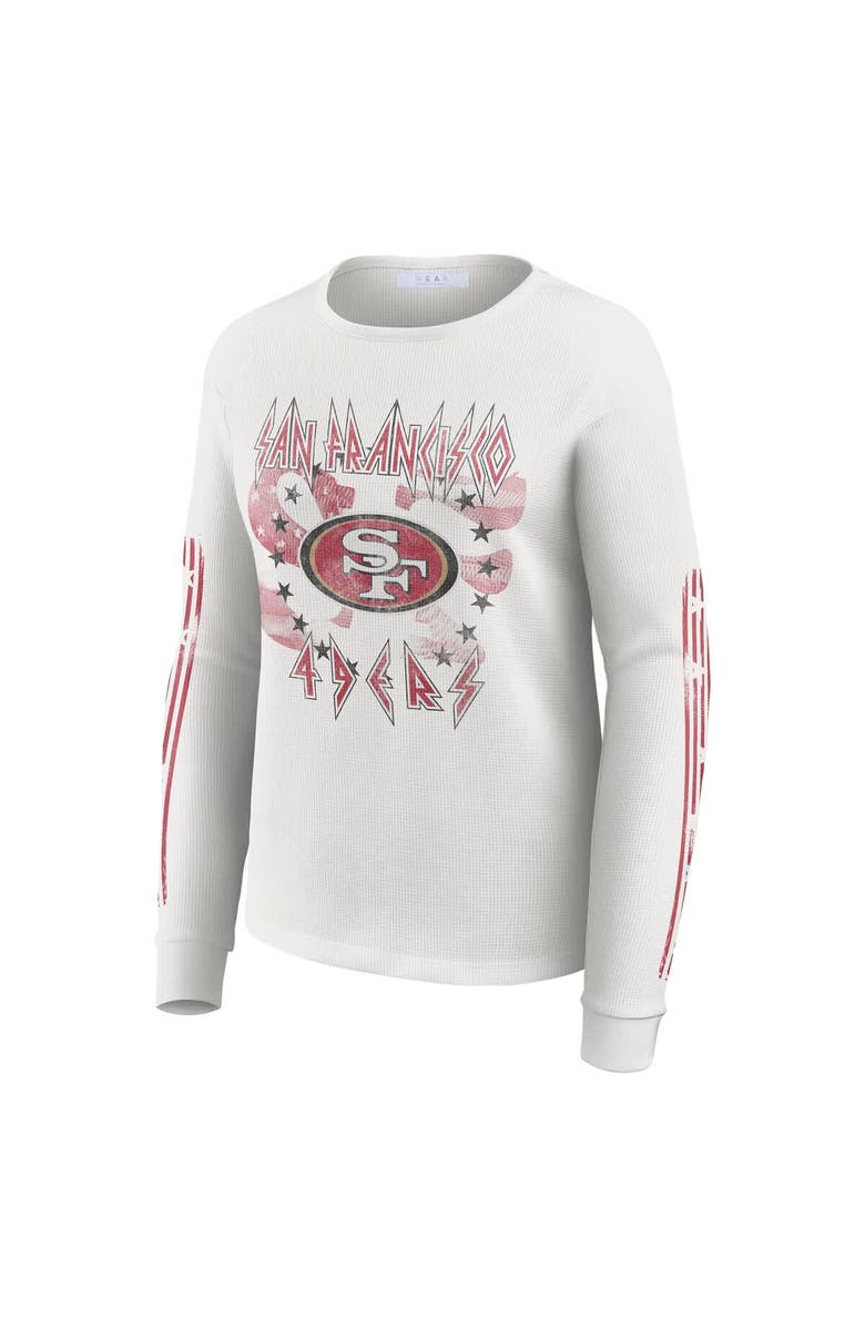WEAR by Erin Andrews Women's WEAR by Erin Andrews White San Francisco 49ers Graphic Waffle Long-Sleeve T-Shirt, Alternate, color, White