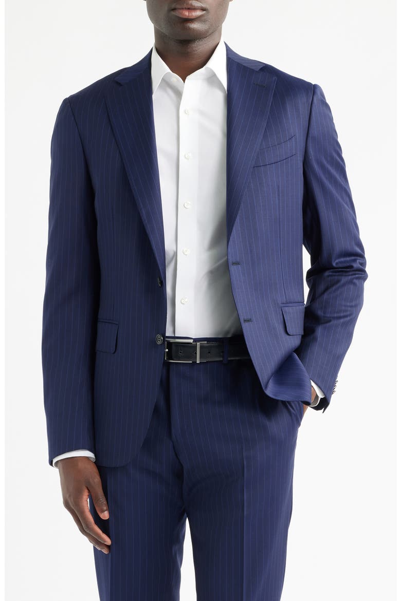 Capri Trim Fit Navy Pinstripe Wool Suit, Alternate, color, NAVY