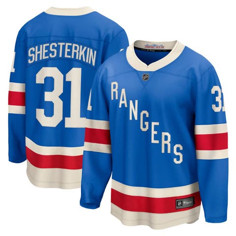 Men's Fanatics Igor Shesterkin Blue New York Rangers Centennial Breakaway Jersey
