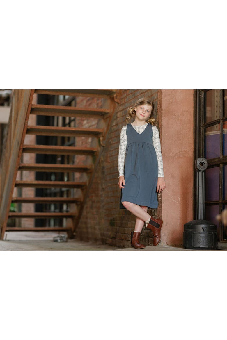 Cotton Floral Plaid Collection - Ruffle Neck Tee, Alternate, color, Ivory/Blue