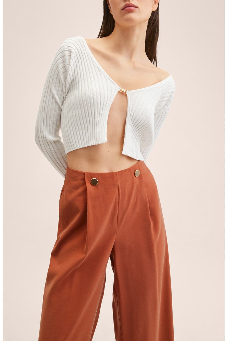Button Detail Crop Pants, Alternate, color, BURNT ORANGE
