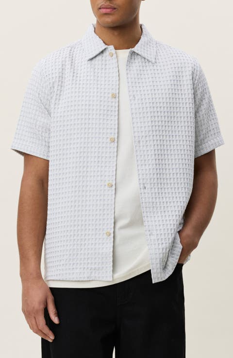 Check Cotton Seersucker Button-Up Shirt