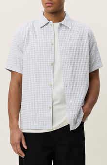 Check Cotton Seersucker Button-Up Shirt