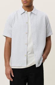 Les Deux Check Cotton Seersucker Button-Up Shirt
