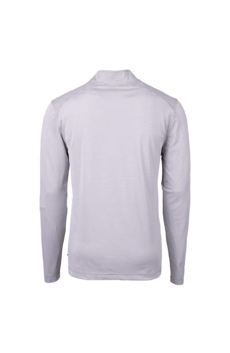 Cutter & Buck Men's Cutter & Buck Gray New Hampshire Fisher Cats Big & Tall Virtue Eco Pique Micro Stripe Recycled Quarter-Zip Pullover, Alternate, color,