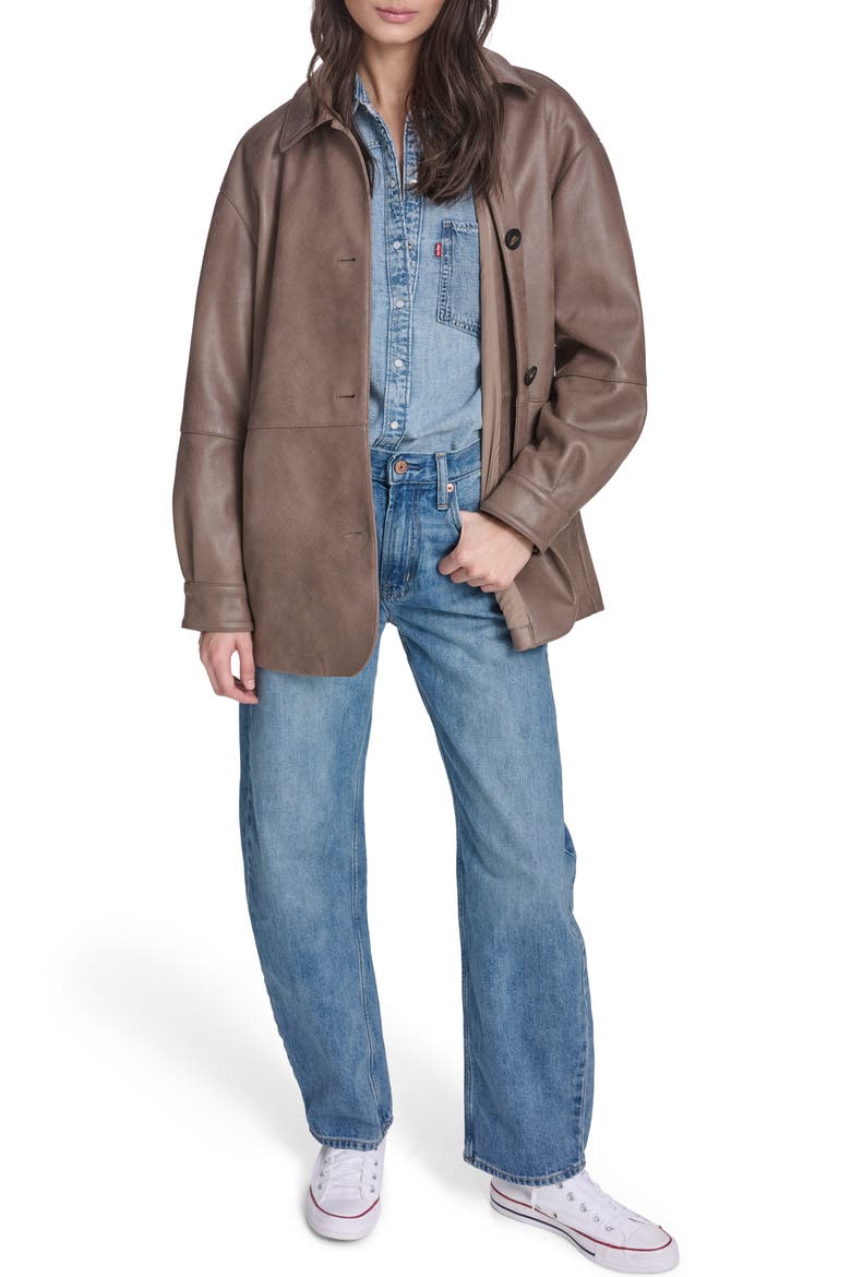 Water Resistant Faux Leather Coat, Alternate, color, PINE BARK FAUX SUEDE