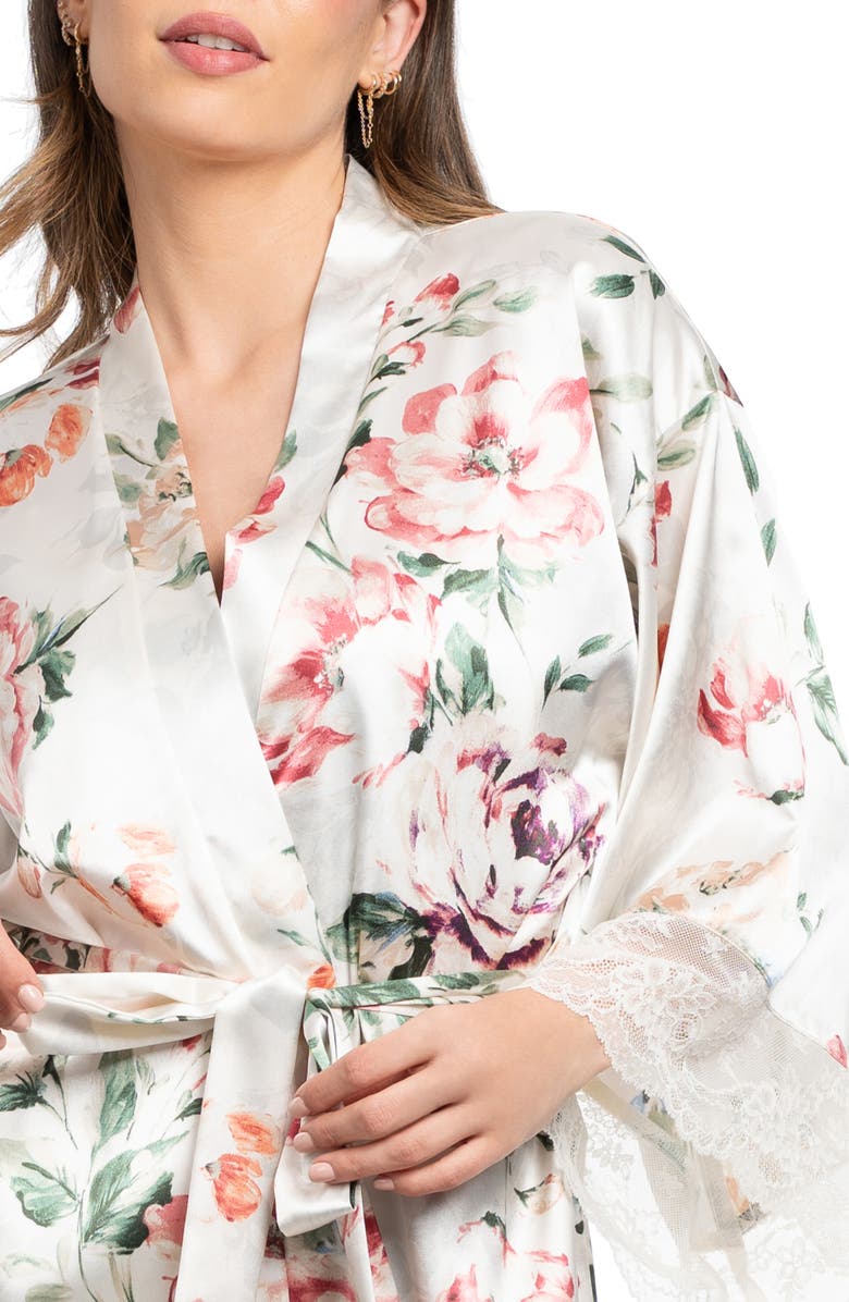 In Bloom by Jonquil Tatiana Floral Satin Wrap, Alternate, color, Stone