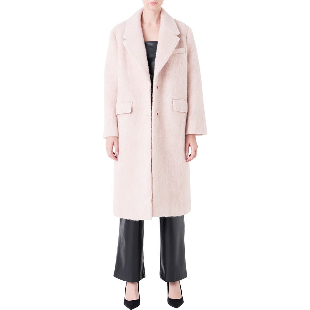 Grey Lab Oversize Longline Wool Blend Coat In Heather Blush