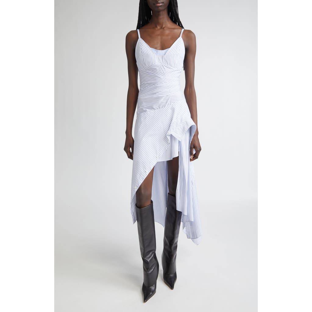 MONSE Cascade Stripe Cotton Poplin Dress in Blue Multi Stripe  product