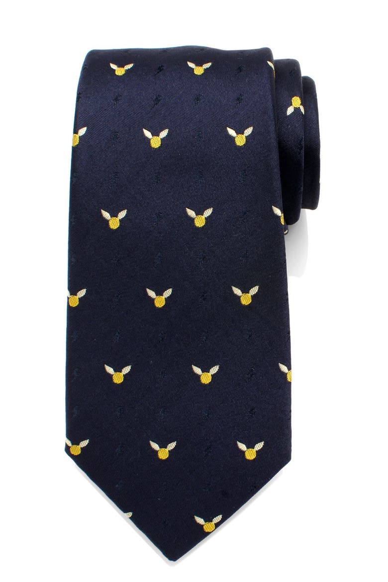 Harry Potter - Golden Snitch Silk Tie, Main, color, MULTI