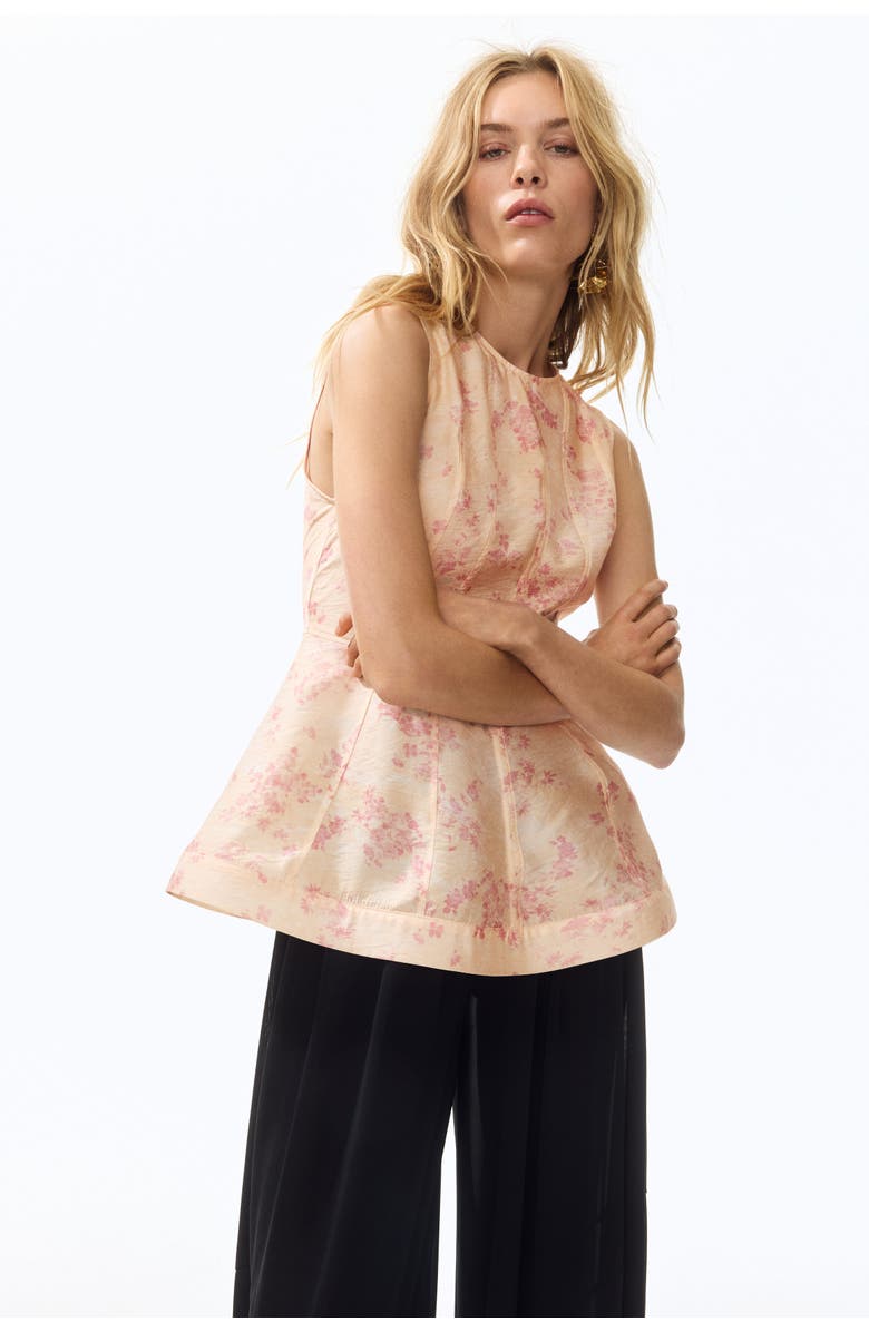 H&M Sleeveless Peplum Top, Alternate, color, Peach/Floral