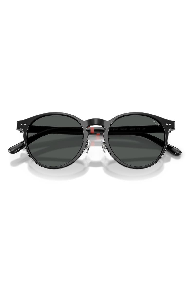 Polo Ralph Lauren 50mm Round Sunglasses, Alternate, color, Shiny Black / Dark Grey