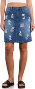 HINT OF BLU Wildflower Floral Embroidered Denim Skirt